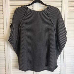 Andree by Unit Ribbed Batwing Knit Top Charcoal Black NWT Small